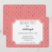 Chic Gold Glam en Pink Polka Dots verjaardag Kaart (Voorkant / Achterkant)