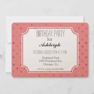 Chic Gold Glam en Pink Polka Dots verjaardag Kaart