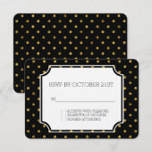 Chic Gold Glam en zwarte Stippen RSVP Kaart (Voorkant / Achterkant)