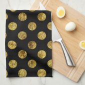Chic Gold Glam en zwarte Stippen Theedoek (Quarter Fold)