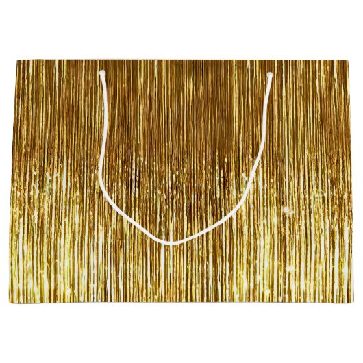 Chic Gold Glam Tinsel Stripes Kerstmis Groot Cadeauzakje (Voorkant)