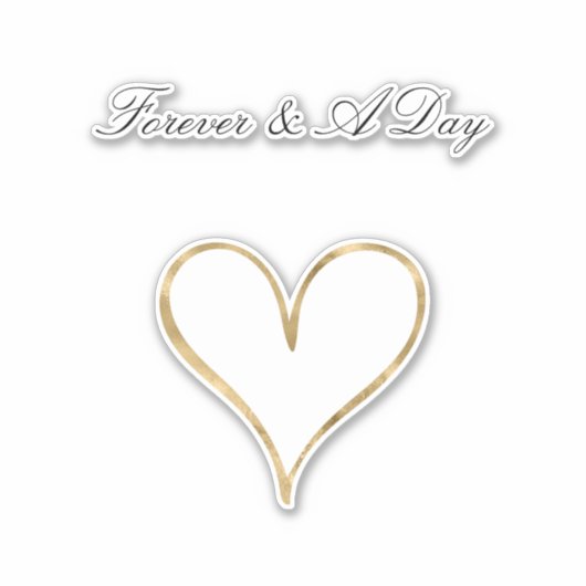 Chic Gold Glam White Forever Heart Wedding Sticker (Voorkant)