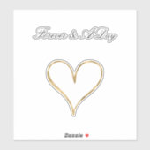 Chic Gold Glam White Forever Heart Wedding Sticker (Vel)
