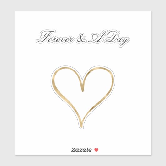 Chic Gold Glam White Forever Heart Wedding Sticker (Vel)