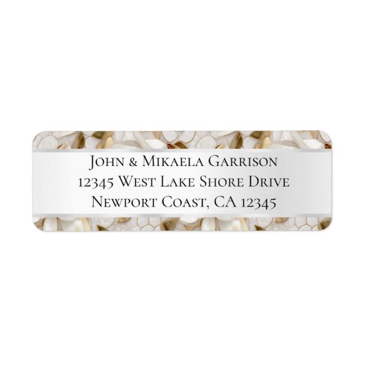 Chic Gold Glam Witte Lotus Bloemen Huwelijk Etiket (Voorkant)