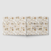 Chic Gold Glam Witte Lotus Bloemen Huwelijk Gastenboek (Volledig)
