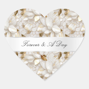Chic Gold Glam Witte Lotus Bloemen Huwelijk Hart Sticker