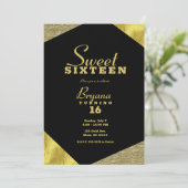 Chic Gold Glamor Geometric Modern Sweet 16 Party Kaart (Staand voorkant)