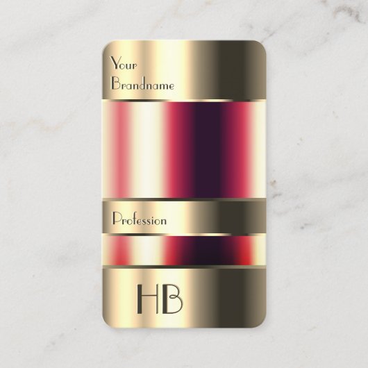 Chic Gold Glass Hoesje ziet er rood uit met monogr Visitekaartje (Voorkant)