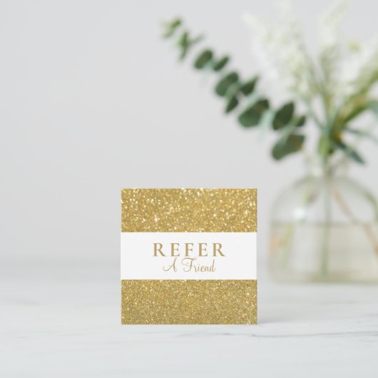 Chic Gold Glitter Aanbevelingskaartje (Staand voorkant)
