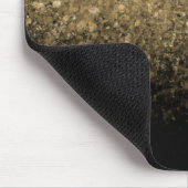 Chic Gold Glitter & Black Monogramed Muismat (Hoek)