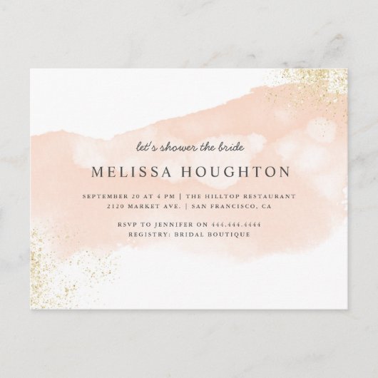 Chic Gold Glitter Blush Pink Vrijgezellenfeest Uitnodiging Briefkaart (Voorkant)