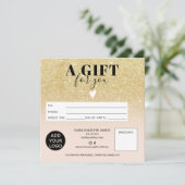 Chic gold glitter blush roze gift certificate logo (Staand voorkant)