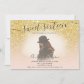 Chic gold glitter blush roze girly 16 foto kaart (Voorkant)