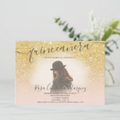 Chic Gold glitter blush roze quinceanera foto Kaart (Staand voorkant)