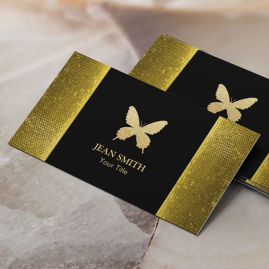 Chic Gold Glitter Butterfly Gold Sequin Visitekaartje