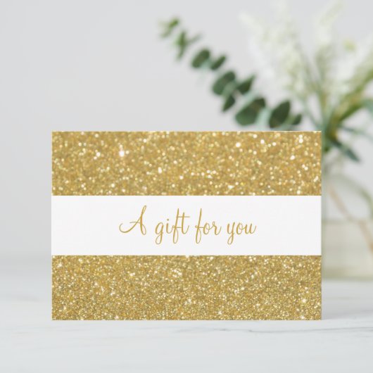 Chic Gold Glitter Cadeaubon (Staand voorkant)