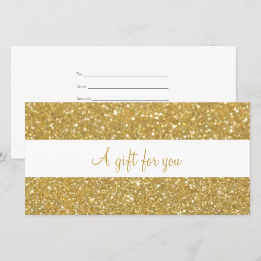 Chic Gold Glitter Cadeaubon (Voorkant / Achterkant)