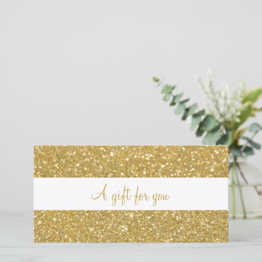 Chic Gold Glitter Cadeaubon (Staand voorkant)