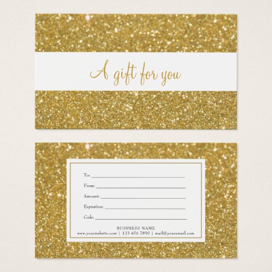 Chic Gold Glitter Cadeaubon Visitekaartje (Voorkant /achterkant)