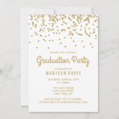 Chic Gold Glitter Confetti Afstudeerfeest Kaart (Voorkant)