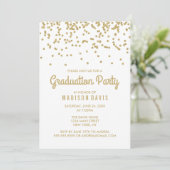 Chic Gold Glitter Confetti Afstudeerfeest Kaart (Staand voorkant)