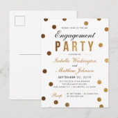 Chic Gold Glitter Confetti Engagement Party Uitnodiging Briefkaart (Voorkant / Achterkant)