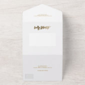 Chic gold glitter confetti white bruiloft all in one uitnodiging (Buitenkant)