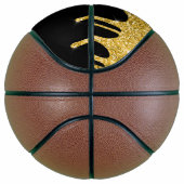 Chic Gold Glitter Drift Sparkle Black Monogram Basketbal (Rechts)