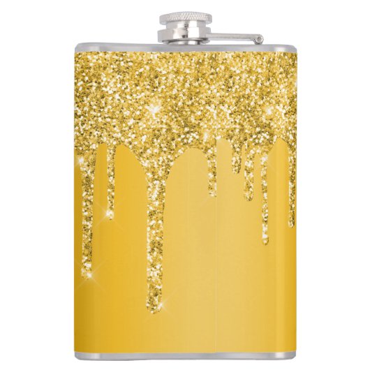 Chic Gold Glitter Drift Sparkle Monogram Heupfles (Achterkant)