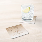 Chic Gold Glitter Drip 80th Birthday Party Kartonnen Onderzetters (Insitu)