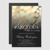 Chic Gold Glitter Fifty & Fabulous Surprise Party Magnetische Uitnodiging (Voorkant / Achterkant)