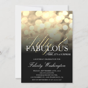 Chic Gold Glitter Fifty & Fabulous Surprise Party Magnetische Uitnodiging
