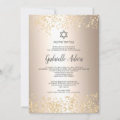 Chic gold glitter folie hebrew name Bat Mitzvah Kaart (Voorkant)