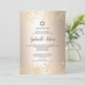Chic gold glitter folie hebrew name Bat Mitzvah Kaart (Staand voorkant)