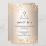 Chic gold glitter folie hebrew name Bat Mitzvah Kaart<br><div class="desc">Elegant chic gold glitter Star van David met metallic goudfolie en Hebreeuwse naam Bat Mitzvah en chic gold glitter confetti. Een simpele en chic uitnodiging.</div>