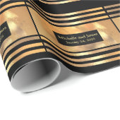 Chic Gold Glitter geborsteld Metaal Monogram zwart Cadeaupapier (Rol Hoek)