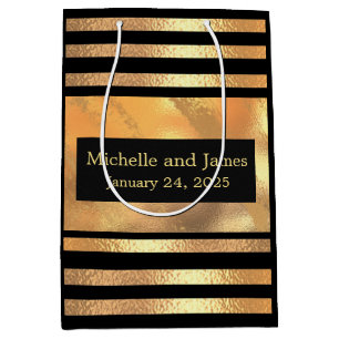 Chic Gold Glitter geborsteld Metaal Monogram zwart Medium Cadeauzakje