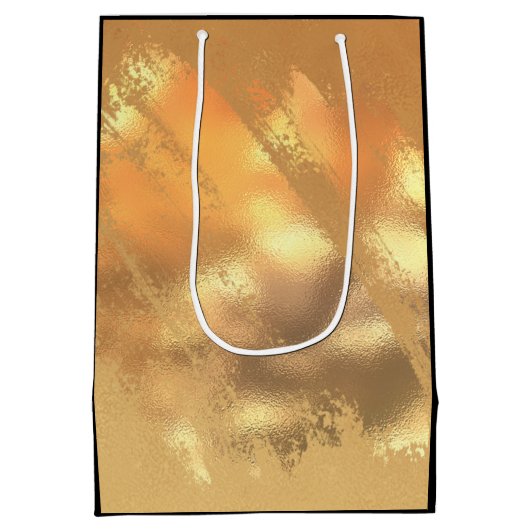 Chic Gold Glitter geborsteld Metaal Monogram zwart Medium Cadeauzakje (Achterkant)