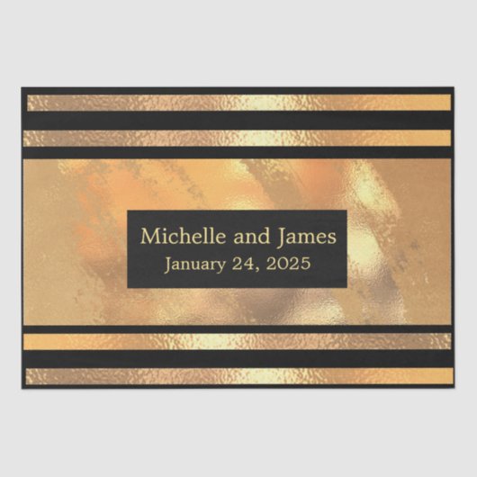 Chic Gold Glitter geborsteld Metaal Monogram zwart Tissuepapier (Voorkant)