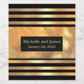 Chic Gold Glitter geborsteld Metaal Monogram zwart Wijn Etiket (Enkel label)