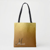 Chic Gold Glitter Glam Monogrammed Tote Bag (Voorkant)