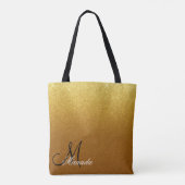 Chic Gold Glitter Glam Monogrammed Tote Bag (Achterkant)