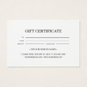 Chic Gold Glitter Heart Gift Certificate Kaart (Achterkant)