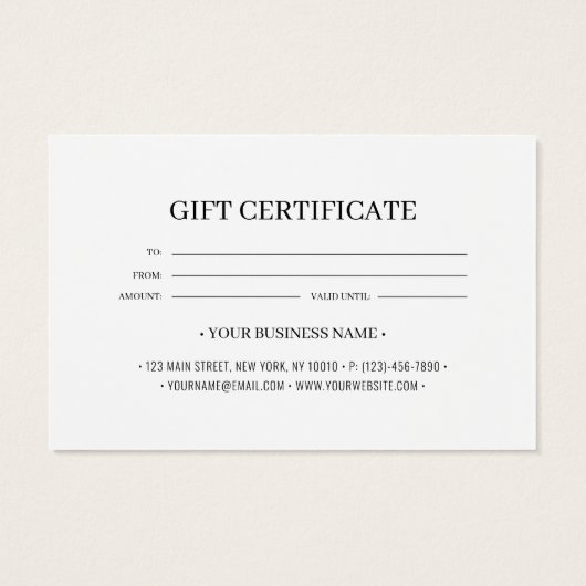 Chic Gold Glitter Heart Gift Certificate Kaart (Achterkant)