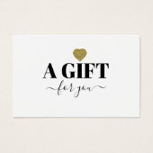 Chic Gold Glitter Heart Gift Certificate Kaart (Voorkant)