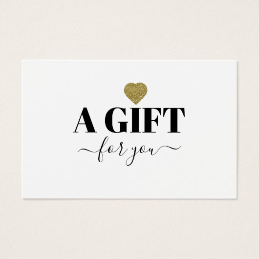 Chic Gold Glitter Heart Gift Certificate Kaart (Voorkant)