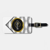 Chic Gold Glitter Initiaal Letter Monogram Bagagelabel (Voorkant horizontaal)