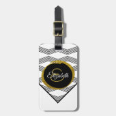 Chic Gold Glitter Initiaal Letter Monogram Bagagelabel (Voorkant verticaal)