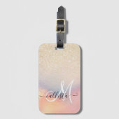 Chic Gold Glitter Iridescent Holographic Gradient Bagagelabel (Voorkant (verticaal))
